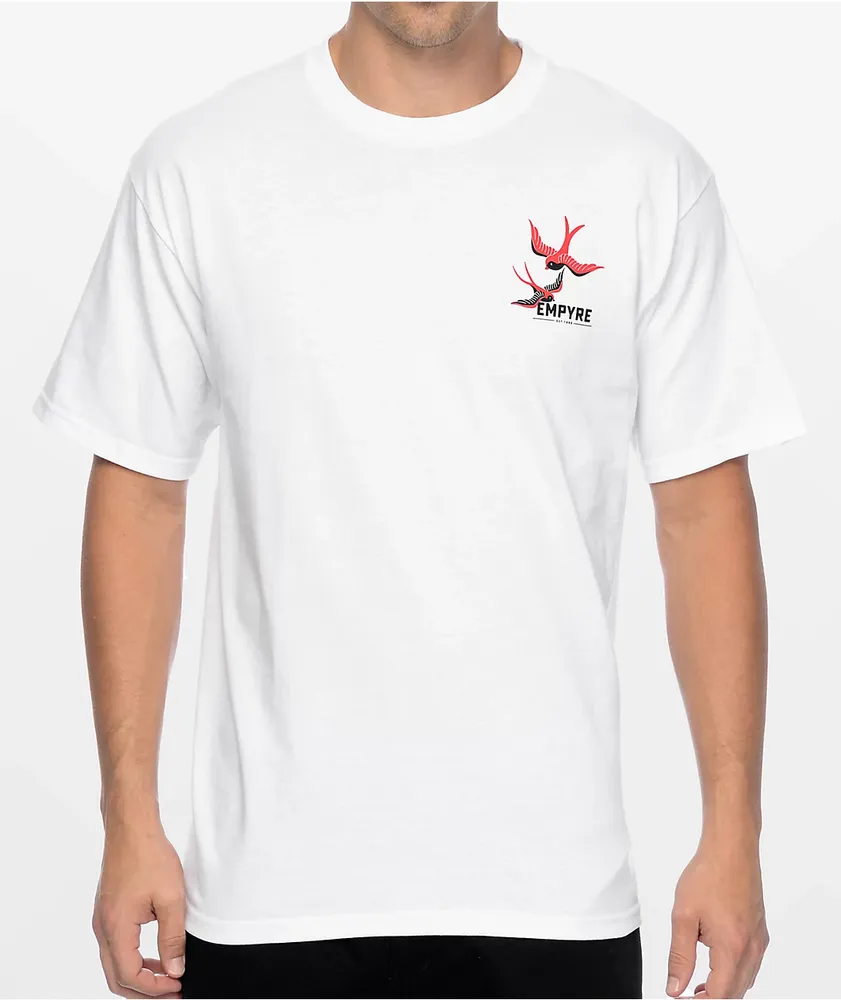 Empyre Swallows And Roses White T-Shirt