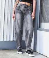 Empyre Tara Splatter Grey Low Rise Denim Skate Jeans