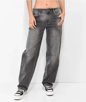 Empyre Tara Splatter Grey Low Rise Denim Skate Jeans