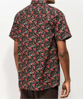 Empyre Tate Roses Black & Red Short Sleeve Button Up Shirt