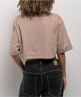 Empyre Tavia Brown Wash Boxy Crop T-Shirt