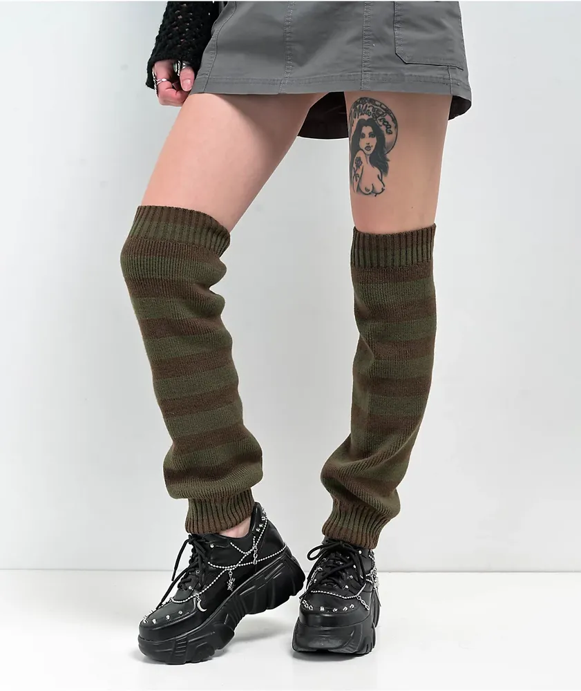 Empyre Tempest Caramel & Olive Stripe Legwarmers