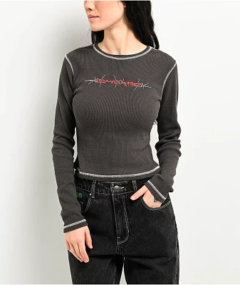 Empyre Thelma Grey Crop Thermal Long Sleeve T-Shirt