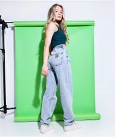 Empyre Tori 90s Pleated Acid Wash Skate Jeans