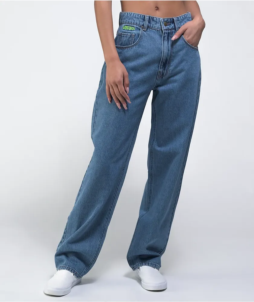 Womens Wide Leg Baggy Jeans Skater Jeans High Waisted Pants for