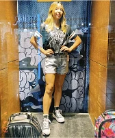 Empyre Tori Blue Pleated Denim Skate Shorts