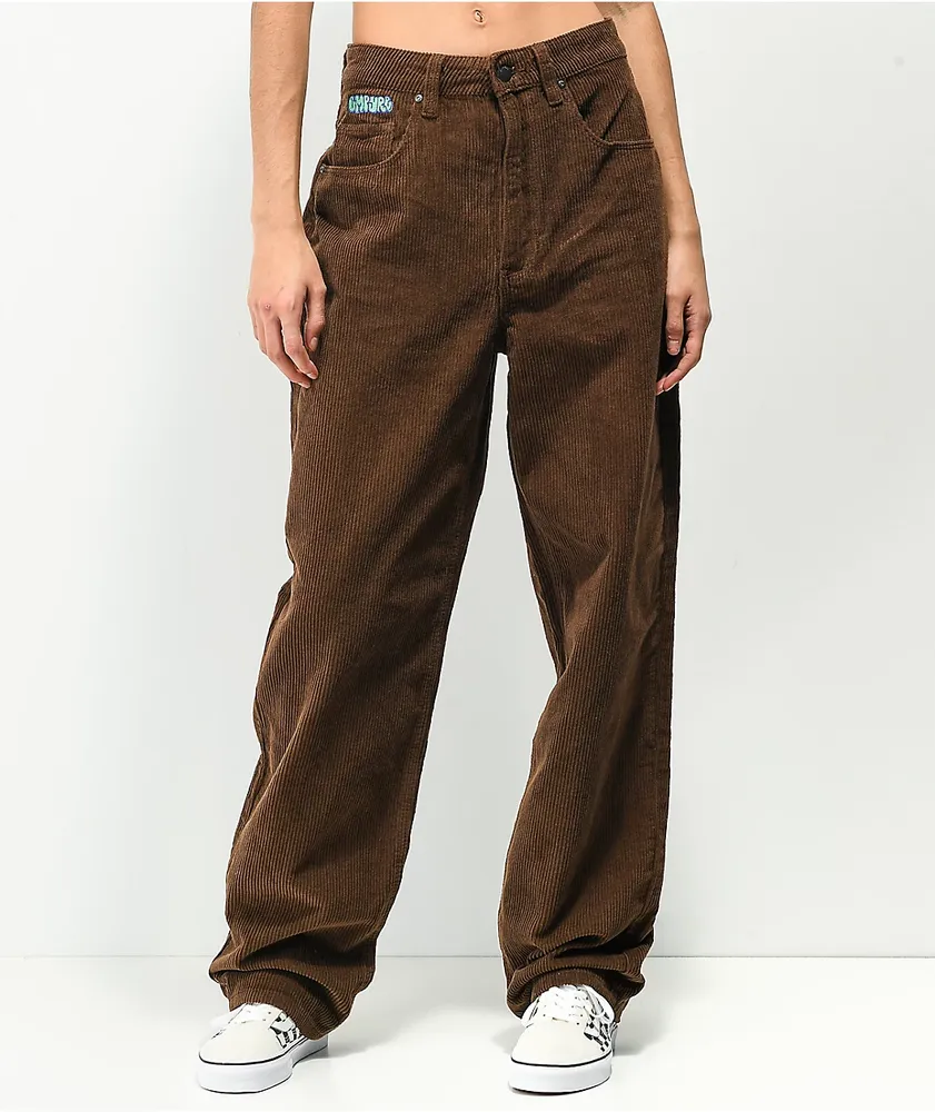 Empyre Pants Mens 34 Brown Corduroy Cargo Relaxed Fit Cotton