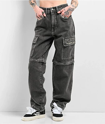 Empyre Tori Charcoal Wash Zip Off Cargo Skate Jeans