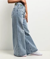 Empyre Tori Light Blue Blossom Wash Wide Leg Skate Jeans