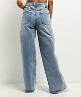 Empyre Tori Light Blue Blossom Wash Wide Leg Skate Jeans