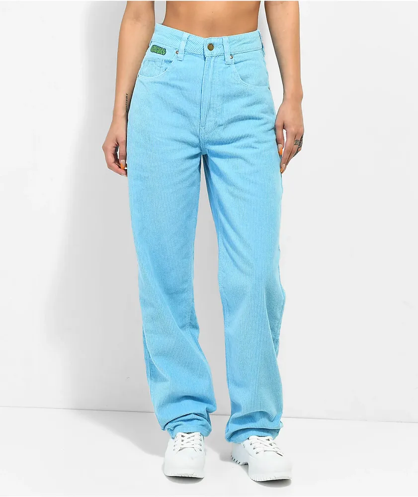 PacSun Light Blue Corduroy High Waisted Baggy Jeans