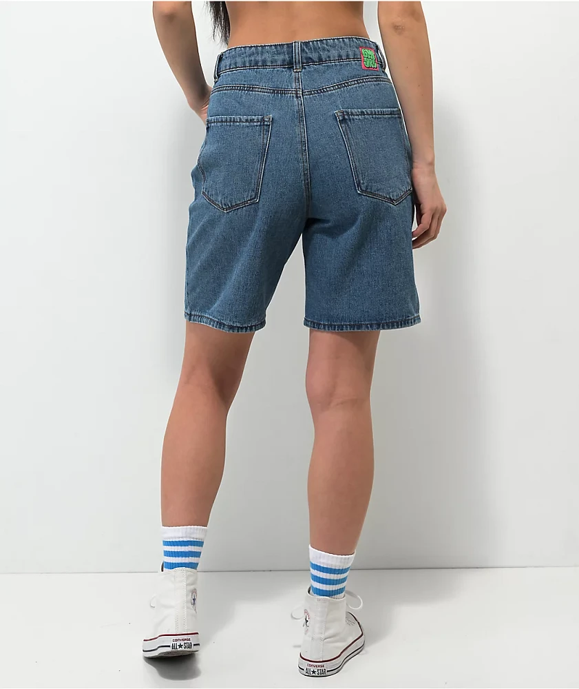 Empyre Tori Loose Fit Light Wash Blue Denim Skate Shorts