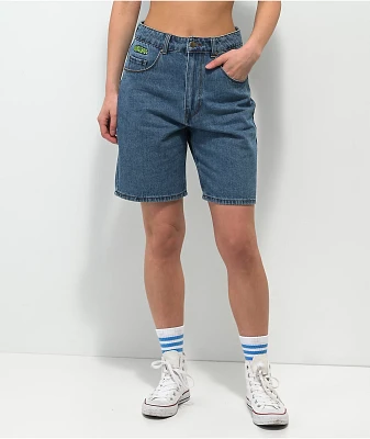 Empyre Tori Loose Fit Light Wash Blue Denim Skate Shorts