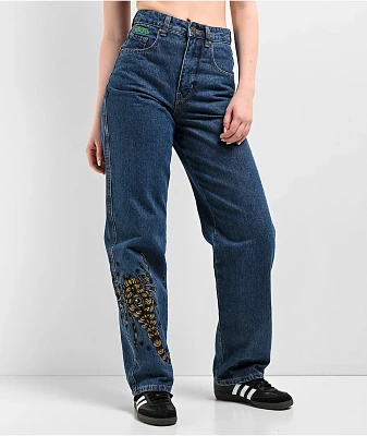 Empyre Tori Scorpion Embroidery Blue Skate Jeans