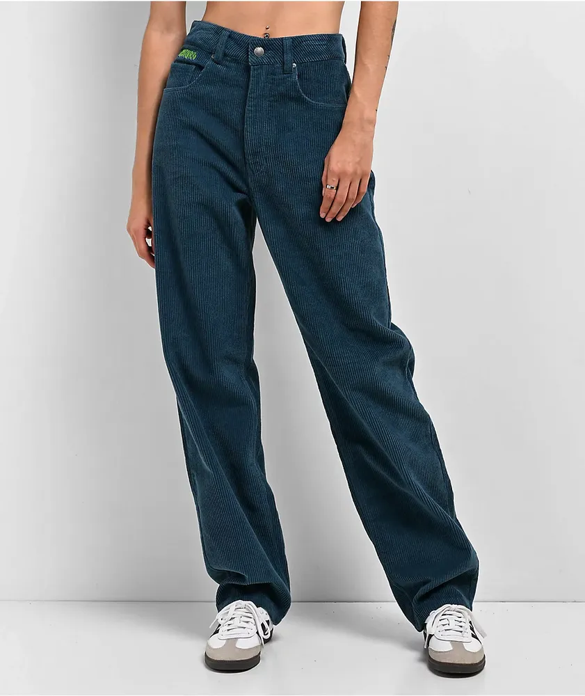 High Waisted Teal Corduroy Pants 