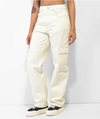 Empyre Tori White Cargo Skate Jeans