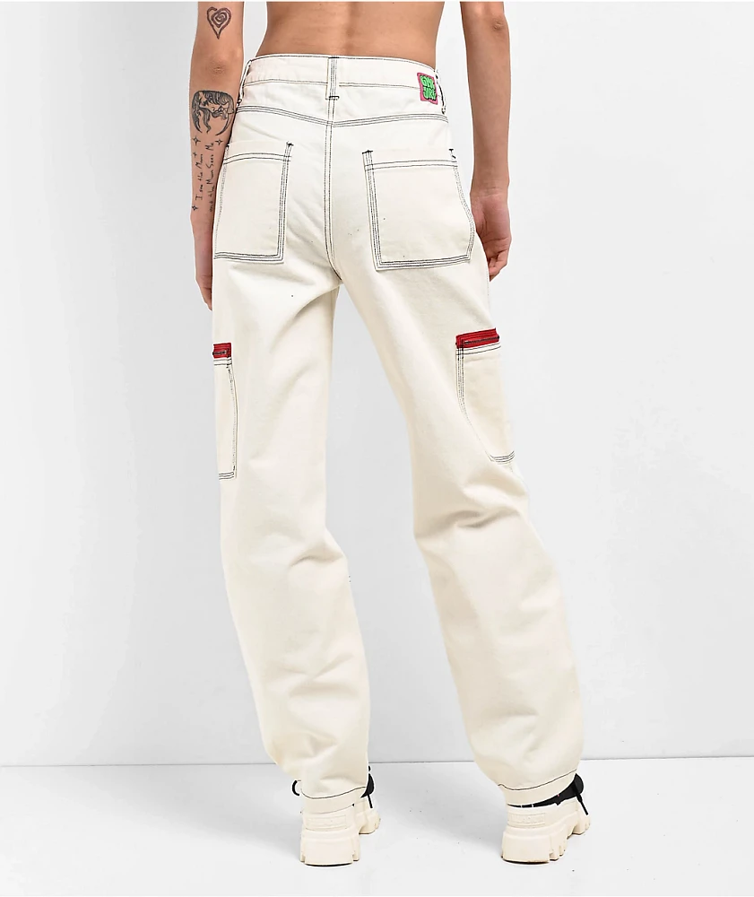 Empyre Tori White Zip Cargo Skate Jeans