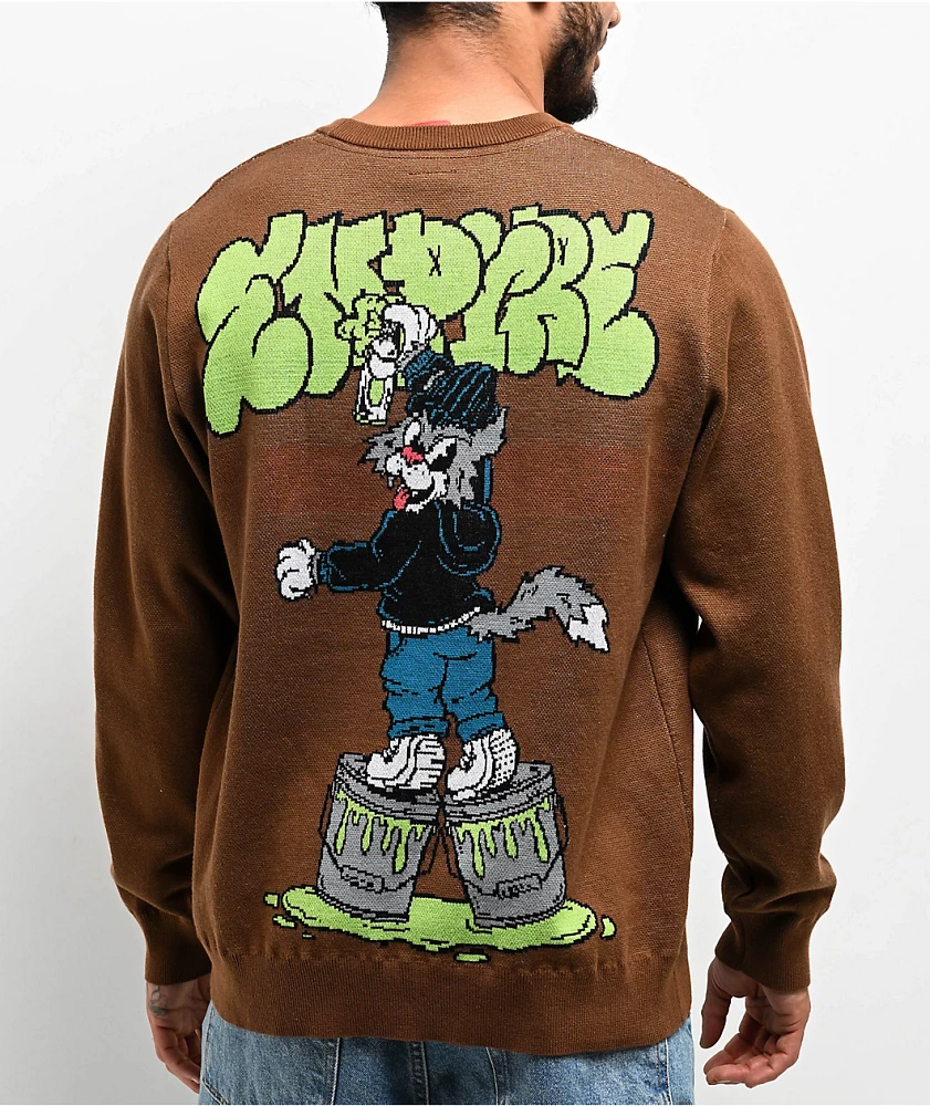 Empyre Trash Cat Brown Sweater