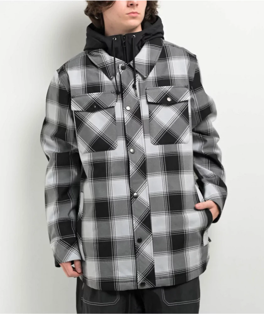 Empyre Traversed Black & Grey Plaid 10K Snowboard Jacket