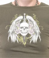 Empyre Trish Skull Grape Leaf Crop T-Shirt