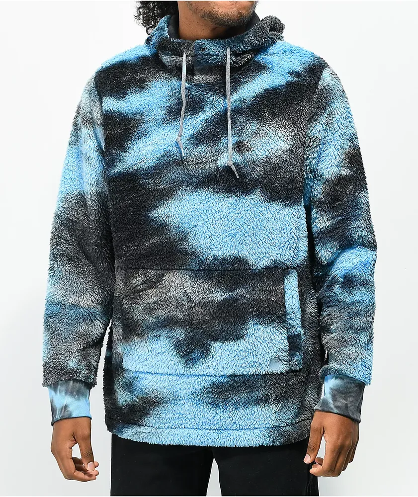 Empyre Tyen Blue & Black Tie Dye Sherpa Fleece Hoodie