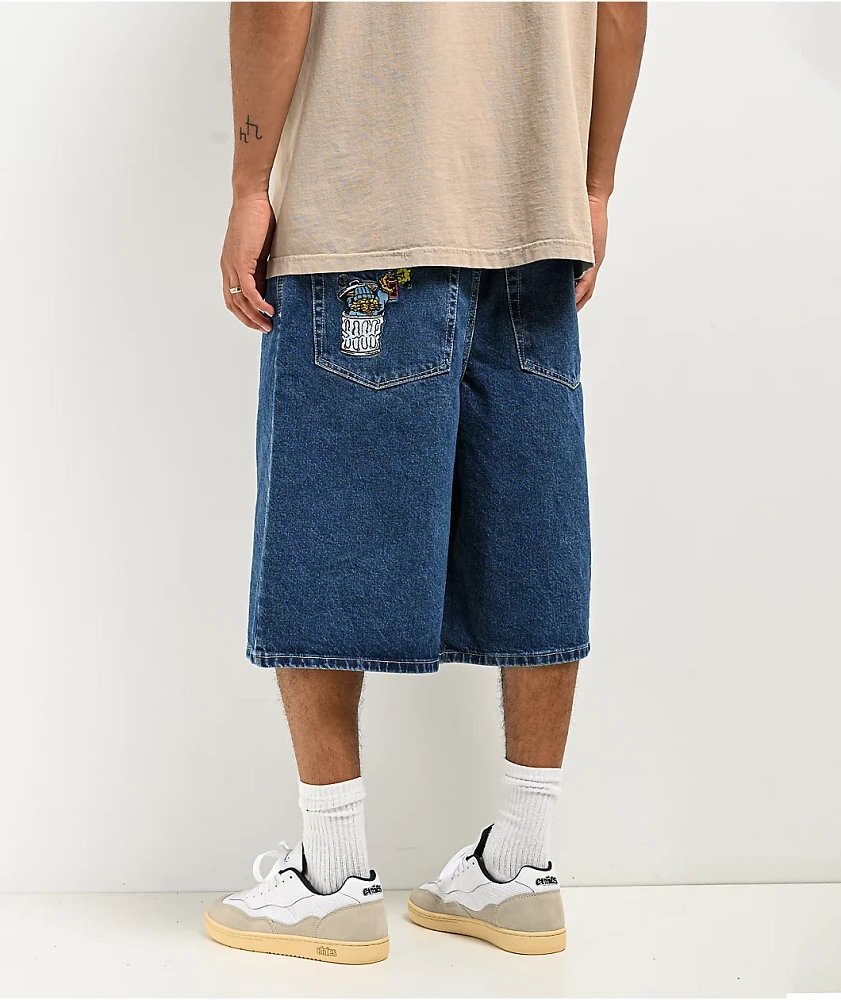 Empyre Ultra Loose Blue Denim Skate Shorts