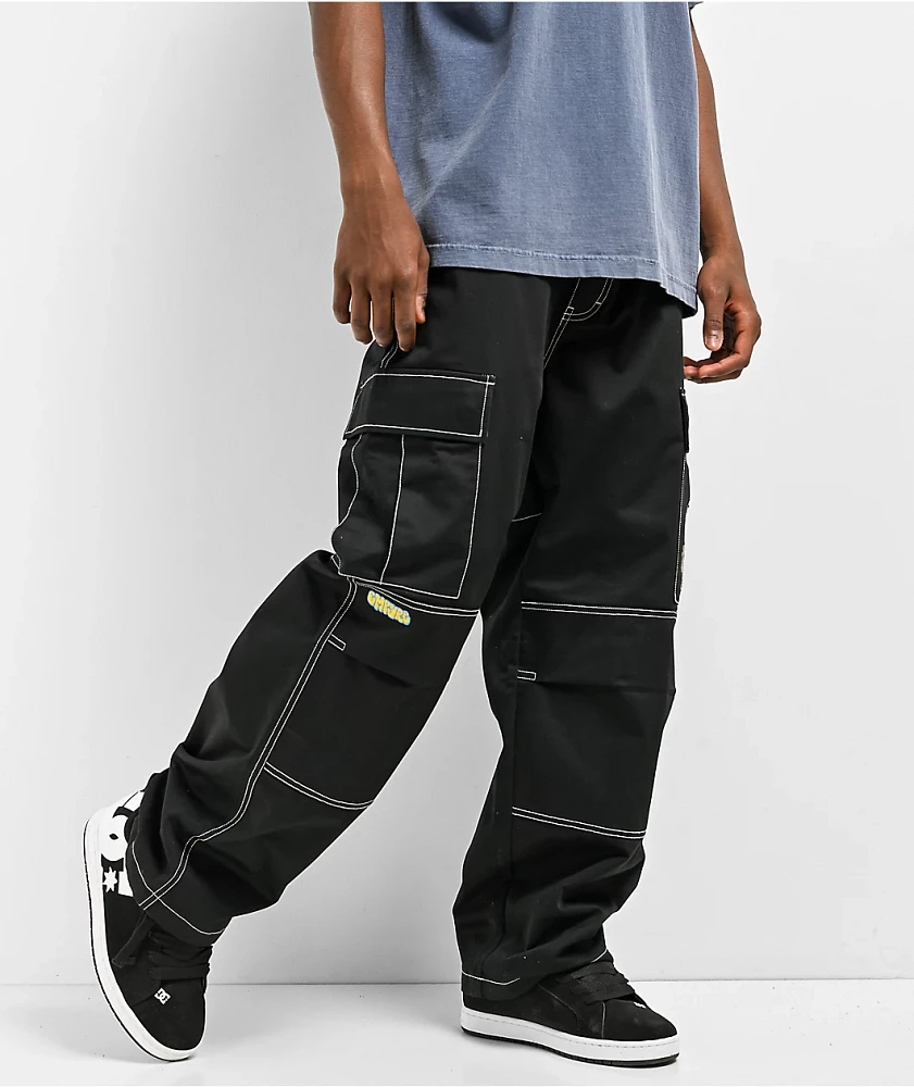 Empyre Ultra Loose Embroidered Cell Phone Black Cargo Pants