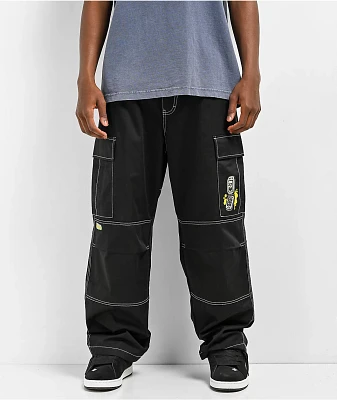 Empyre Ultra Loose Embroidered Cell Phone Black Cargo Pants