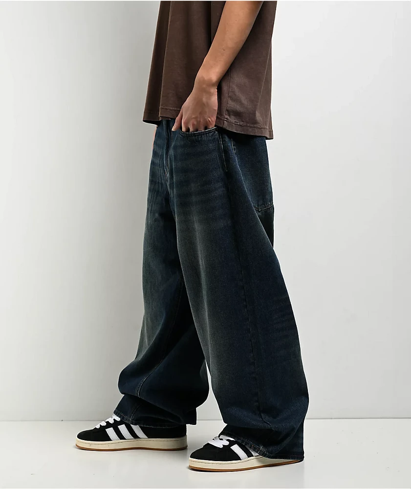 Empyre Ultra Wide Leg Bronco Wash Skate Jeans