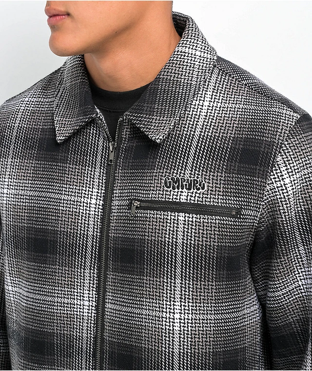 Empyre Black And Grey Plaid Jacket Empyre Chancer Grey Black Hooded Flannel  Shirt Zumiez