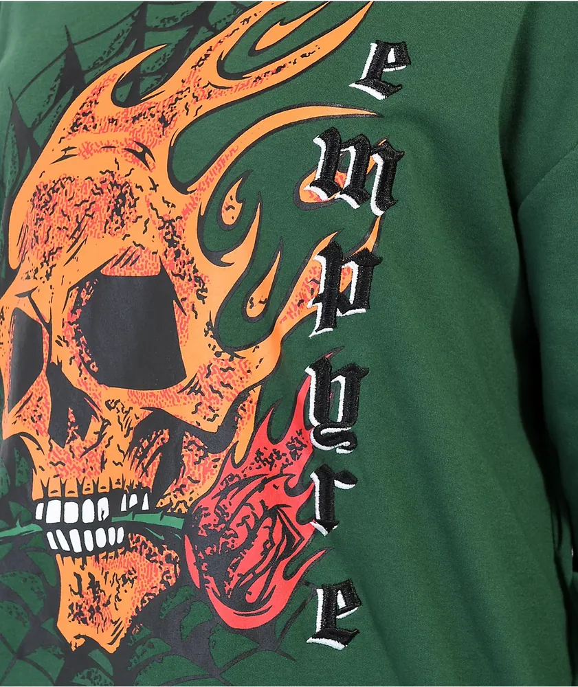 Empyre Velma Flame Skulls Dark Green Long Sleeve T-Shirt