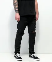 Empyre Verge Destroyed Black Tapered Skinny Jeans