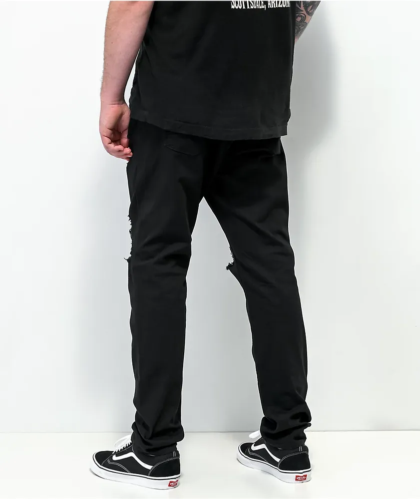 Empyre Verge Destroyed Black Tapered Skinny Jeans