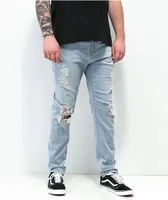 Empyre Verge Sprint Blue Distressed Tapered Skinny Jeans