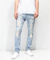 Empyre Verge Sprint Blue Distressed Tapered Skinny Jeans