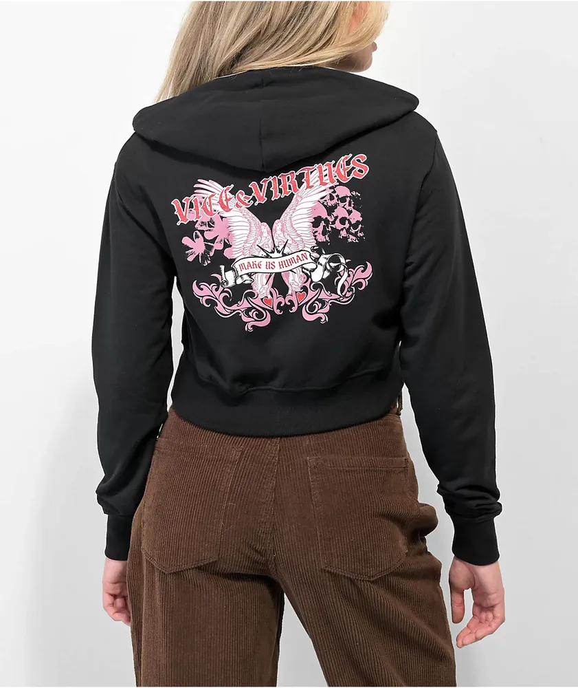 Empyre Vice & Virtues Black Crop Zip Hoodie