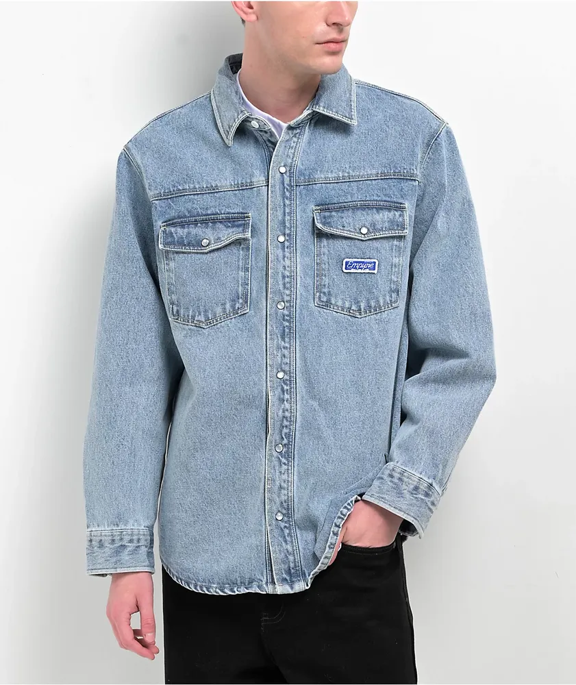 Mens Denim Shirts Fashion Casual Long Sleeves Washed Vintage Cotton Tops  Shirts | eBay