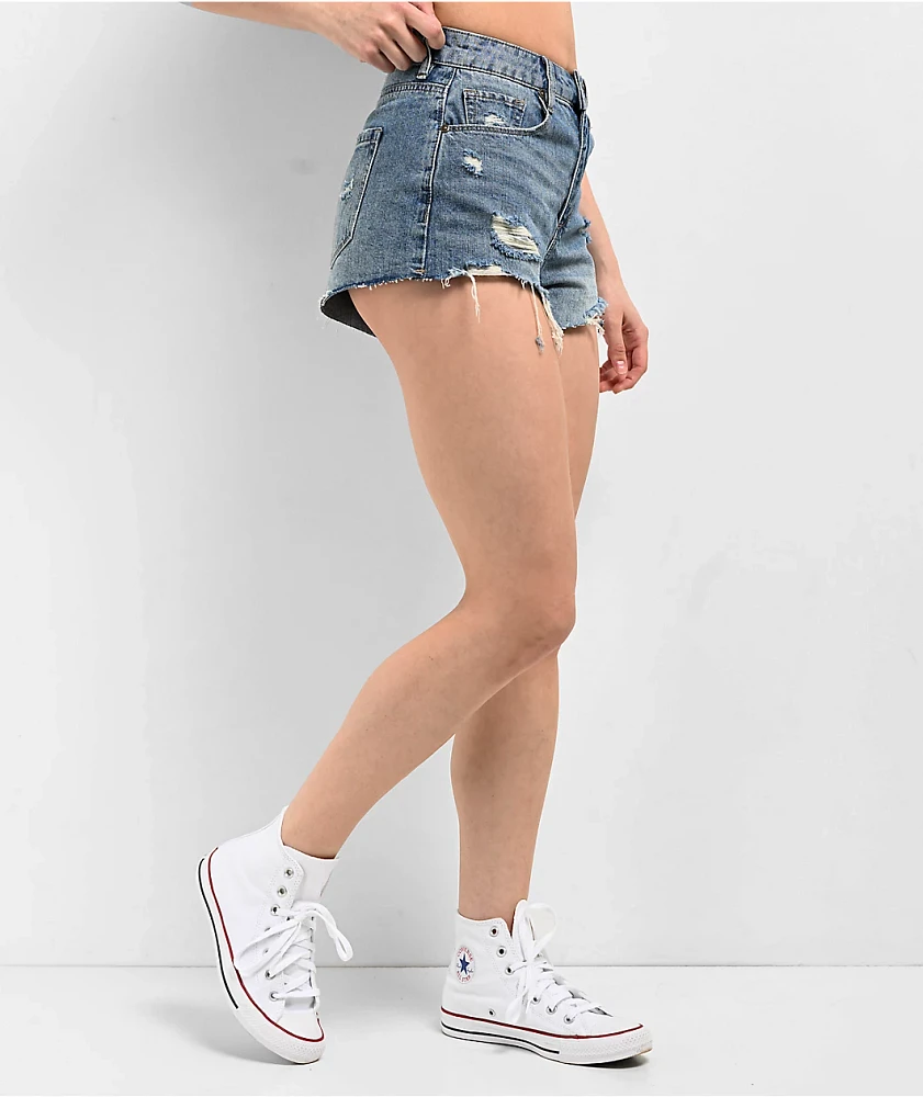 Empyre Weekend Festival Light Wash Denim Cutoff Shorts