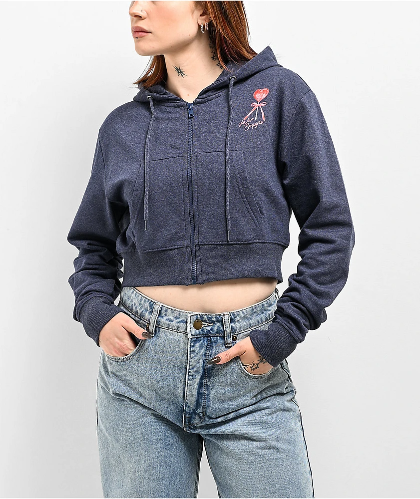 Empyre With Love Blue Crop Zip Hoodie