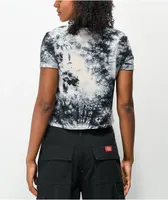 Empyre Yohanna Skeleton Rose Black Tie Dye Crop T-Shirt