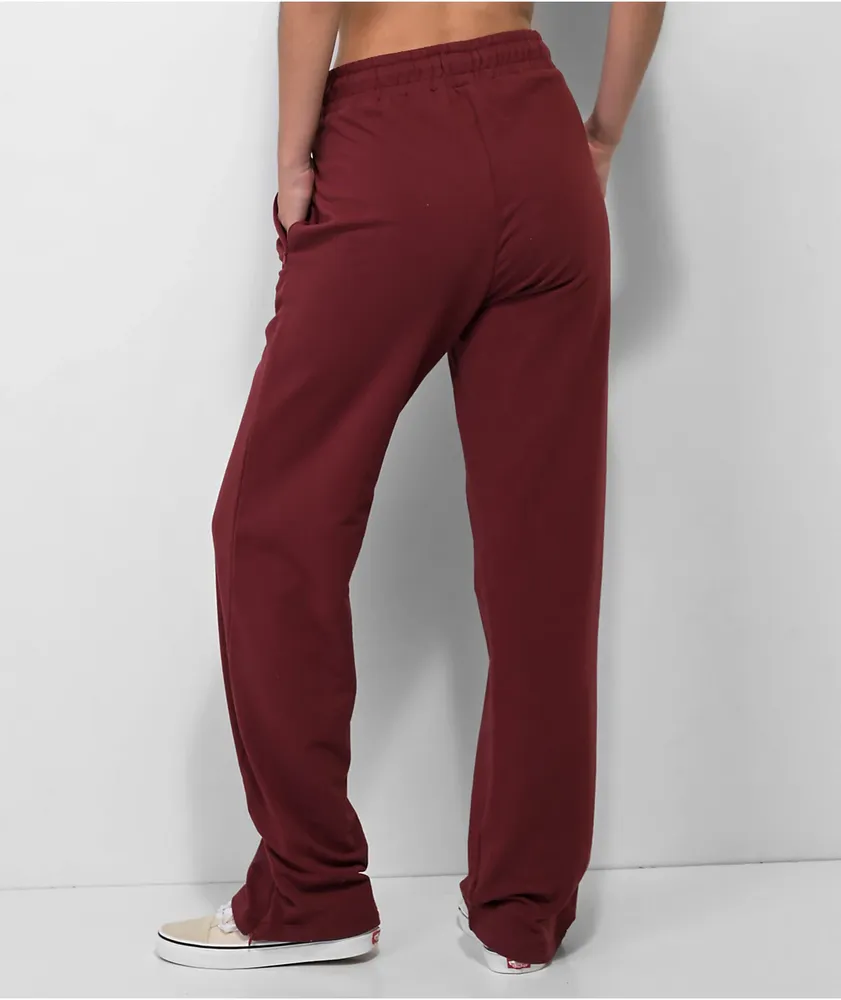 Ervine Maroon Side Slit Sweatpants