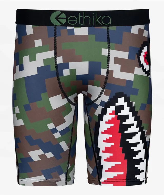 Camouflage Shark Ethika Man Underwear Boxer Briefs Sports Pants US Size  S-3XL 