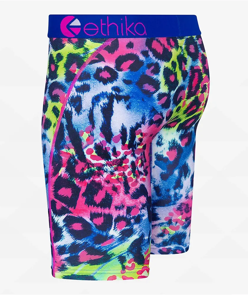 Ethika Leopardy Blue & Pink Blue Boxer Briefs 