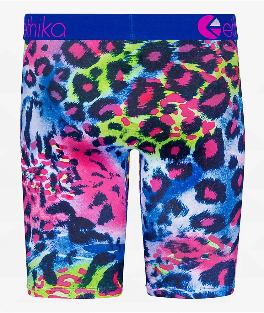 Ethika Leopardy Blue & Pink Blue Boxer Briefs 