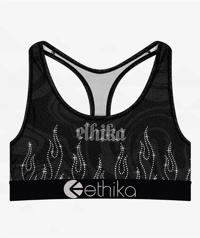 Ethika Womens Ethika Graphic Sports Bra - Womens Black/Gold Size M