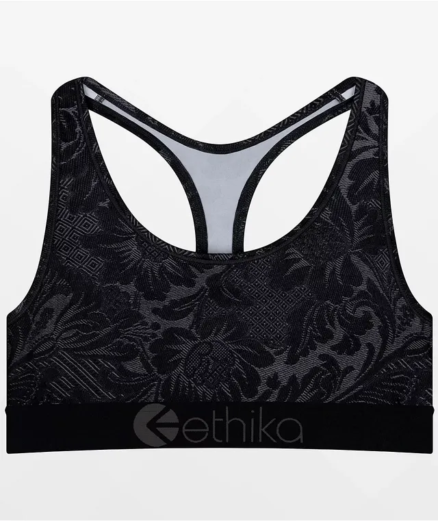Ethika Womens Graphic Sports Bra In Grey/white/black