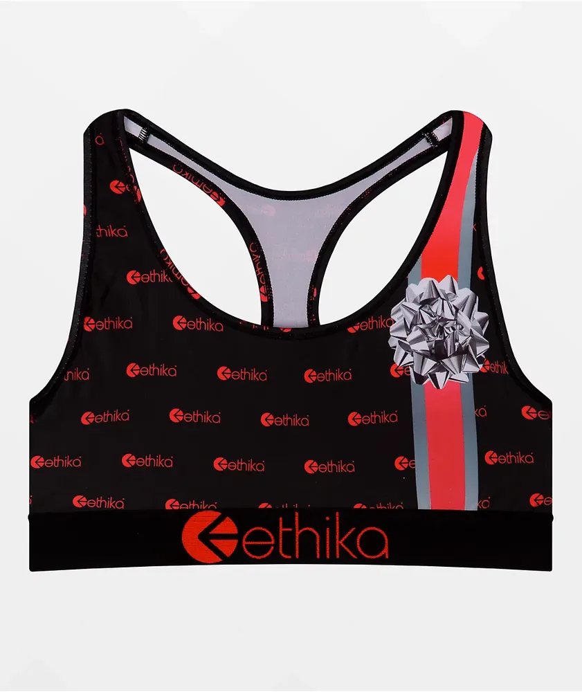 Ethika Women's Sports Bra Black Multicolor Racerback Activewear Yoga