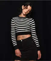 Ethos Black & White Stripe Crop Sweater