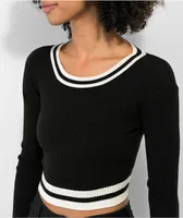 Ethos Black Long Sleeve Crop Sweater