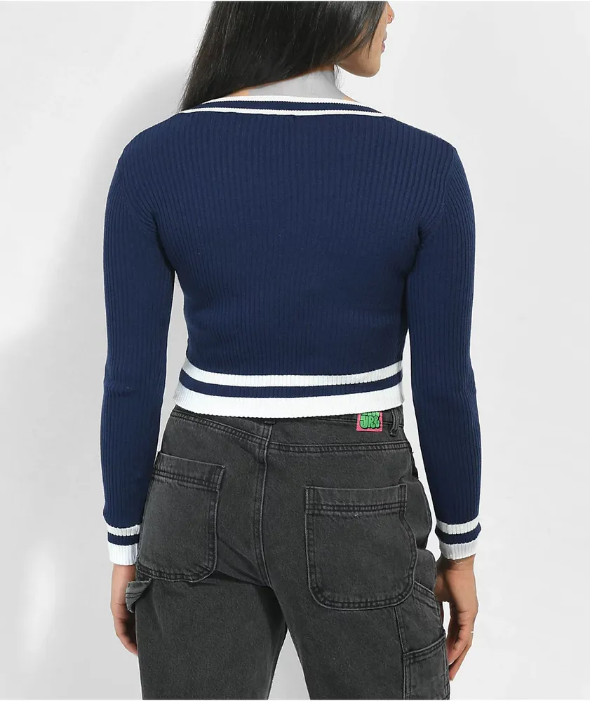 Ethos Blue Long Sleeve Crop Sweater